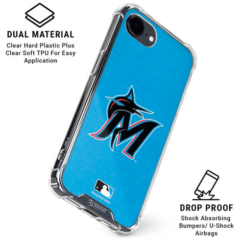 MLB Miami Marlins Solid Distressed iPhone 16e Clear Case